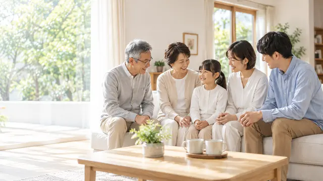 家族でこれからについて話し合う様子